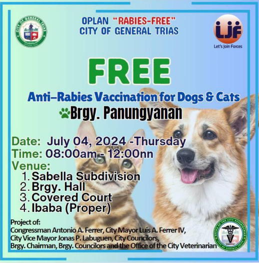 FREE ANTI-RABIES VACCINATION AND AWARENESS PROGRAM | July 4, 2024